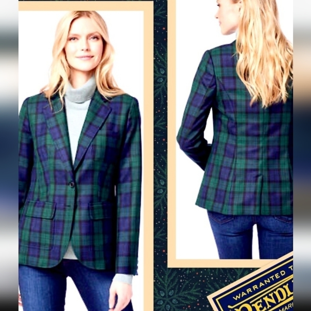 Vintage Pendleton Blazer Navy & Green Size 10 #728 - Picture 1 of 5
